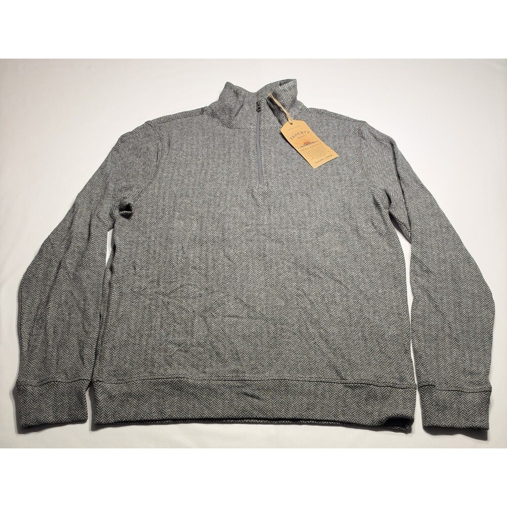 Faherty Legend Sweater 1/4 Zip Alpine Grey Herringbone MQH2517 Mens Small NWT